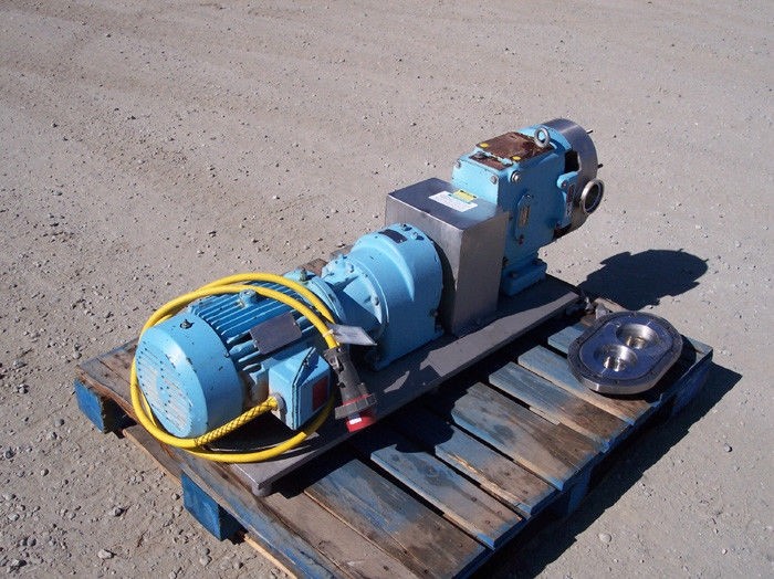 Waukesha model 130 positive displacement pump S/S base, 5hp 84 RPM