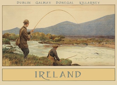 Fishing Ireland Dublin Galway Killarney Donegal Vintage Poster Repro FREE S/H