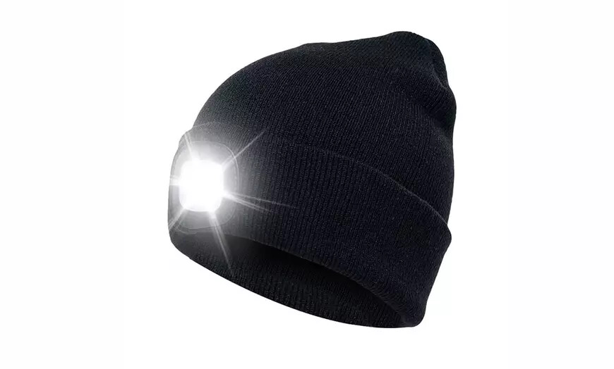 Unisex Rechargeable LED Beanie Hat Knit Light Up Headlamp Cap USB-7 Colors