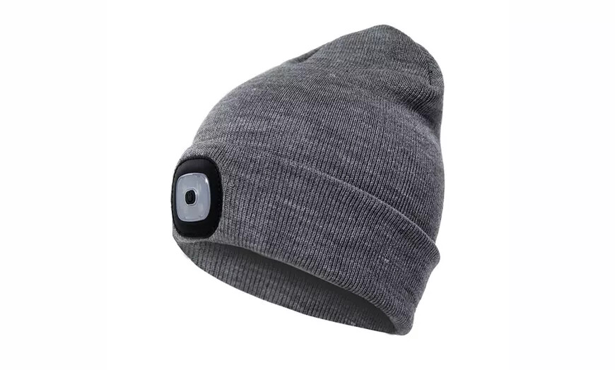 Unisex Rechargeable LED Beanie Hat Knit Light Up Headlamp Cap USB-7 Colors