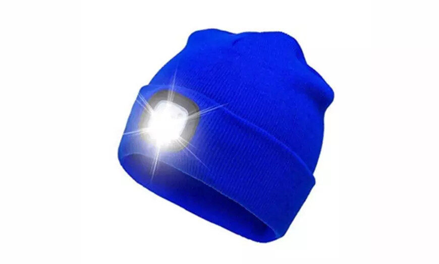 Unisex Rechargeable LED Beanie Hat Knit Light Up Headlamp Cap USB-7 Colors