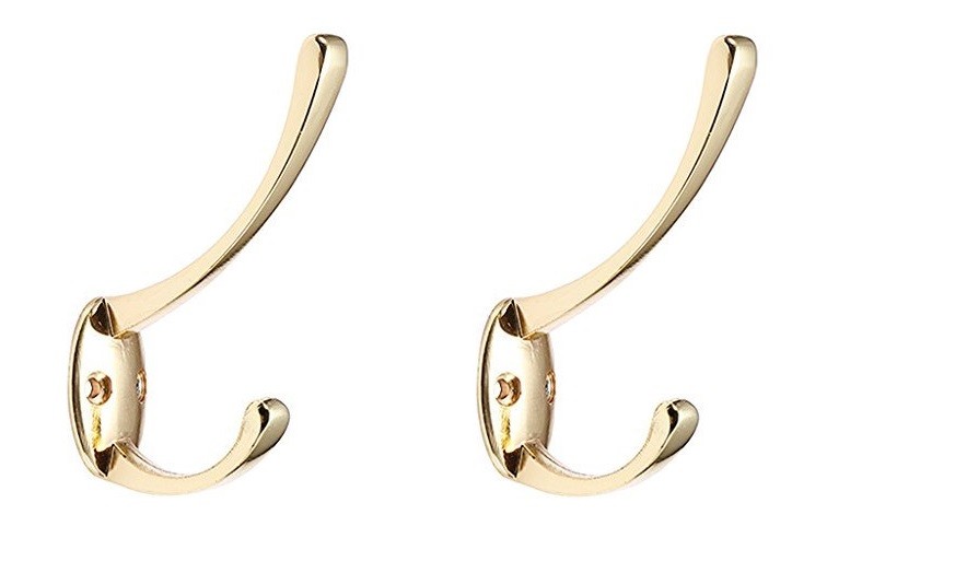 Set 2 Pz Appendino Appendipanni Appendi Abiti Asciugamani Muro Bagno Dorato dfh