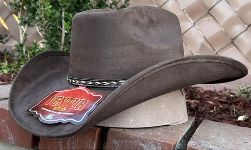 MENS WESTERN COWBOY RODEO HAT BROWN SUEDE STYLE COWBOY RIDING HAT TEXANA VAQUERA