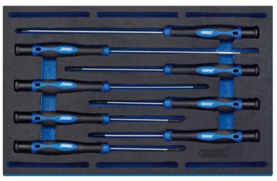 Draper Extra Long Precision Screwdriver Set in 1/4 Drawer EVA Tray 8pc 63399