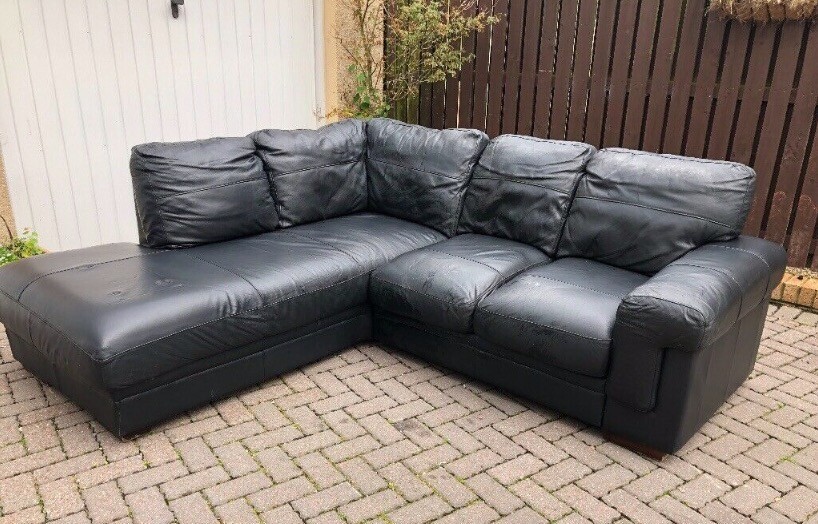 Black Leather Corner Sofa in Rosewell, Midlothian Gumtree