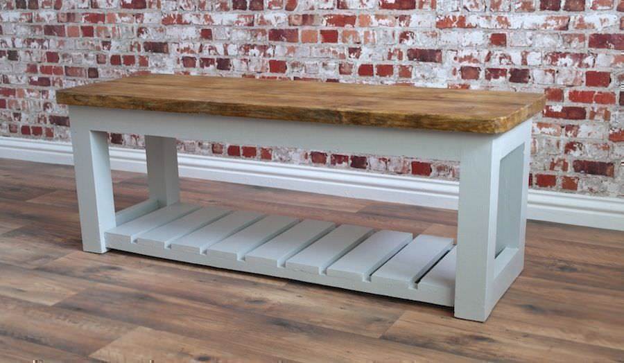 Rustic Hall Bench / Shoe Storage Bench made from Reclaimed Wood Pine