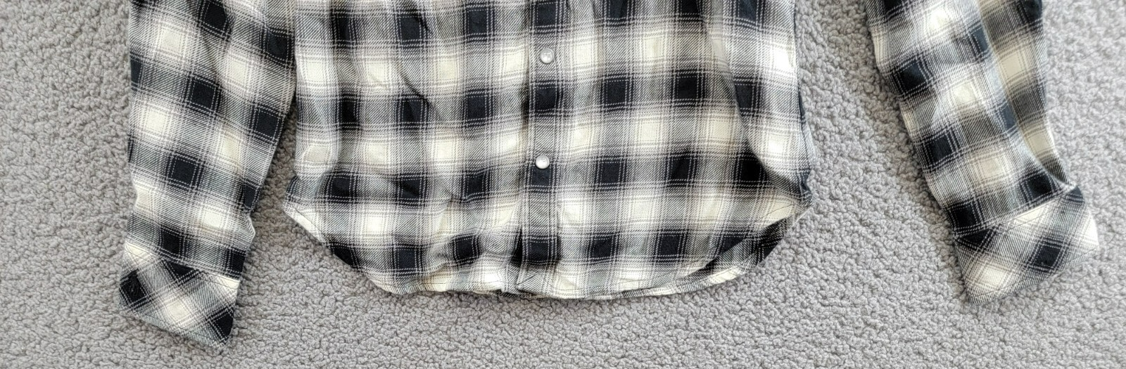 Polo Ralph Lauren Plaid Flannel Western Button Shirt Big Girls 10 Cream/Black - Picture 5 of 20