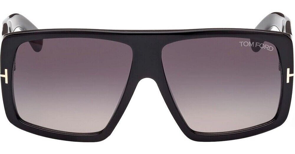 Pre-owned Tom Ford Sunglasses Raven Ft 1036 01b Shiny Black Frame Smoke Gradient Lens 60mm