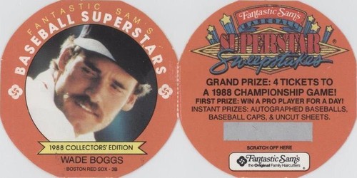 1988 Fantastic Sam's Baseball Superstars Disc - Wade Boggs #8