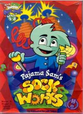 Pajama Sam's Sock Works PC CD sort clothes on machine proper bins puzzle game!