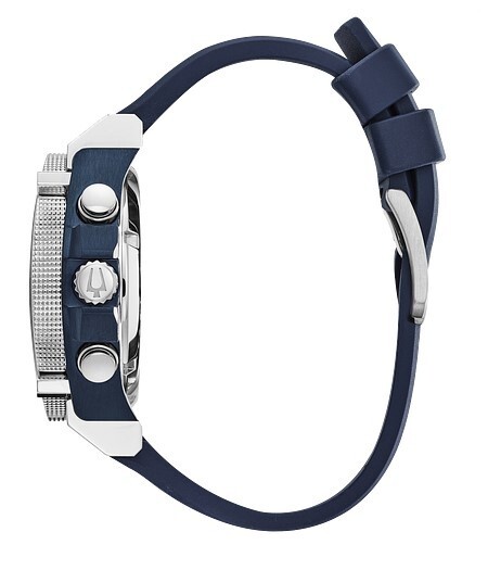Pre-owned Bulova Icon Collection Quartz Chronograph Men's Blue Strap Watch 47 Mm 98b315