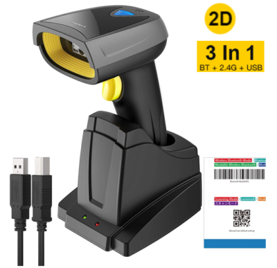 Inateck 1D/2D Bluetooth Barcode Scanner Wireless mit intelligenter Ladestation