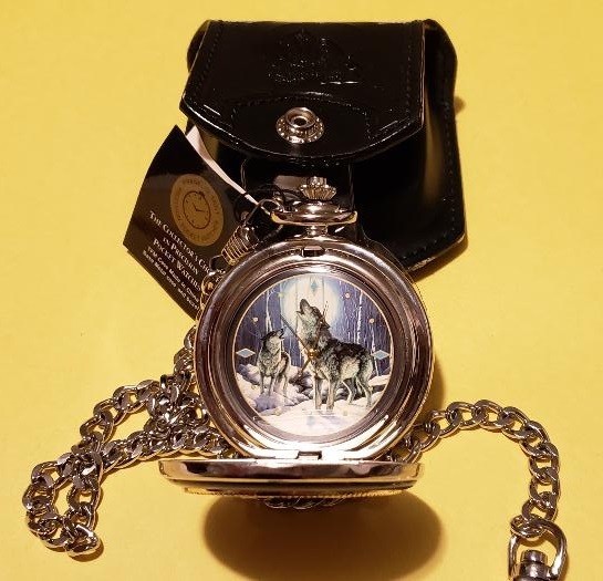 *Brand New* Franklin Mint Timber Wolf Pocket Watch New with Tags