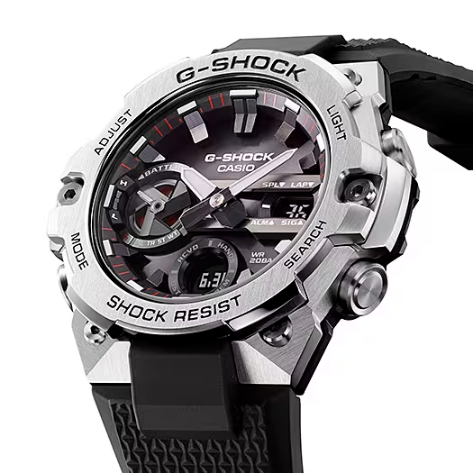 Pre-owned Casio Men's Shock G-steel Slim Black Resin Strap Analog Watch Gstb400-1a -