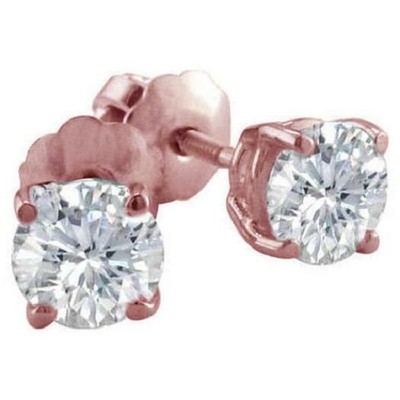 Pre-owned Your Own Diamond Solitaire Studs Earrings 0.70ct Real Diamond 14k Rose Gold Screw Back Prong Set In White