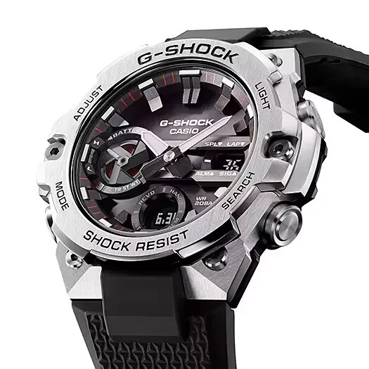 Pre-owned Casio Men's Shock G-steel Slim Black Resin Strap Analog Watch Gstb400-1a