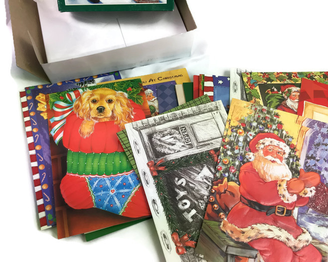 Vintage Fantus Lot of 27 Christmas Greeting Cards Embossed