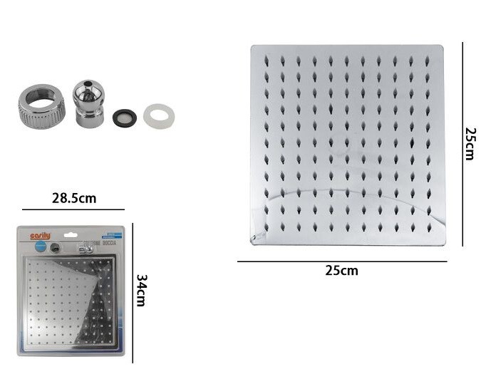 Soffione Doccia Quadrato 25cm Ugelli Fori Bagno Miscelatore 69123 dfh