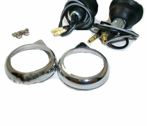 Fits Royal Enfield Classic Electra Green Pilot Lights Chrome Rim Set 