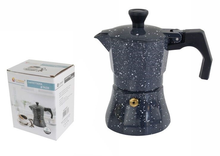 Caffettiera Moka Macchinetta Caffè Espresso Effetto Pietra Misura 6 Tazze dfh