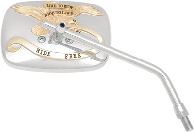 Emgo Universal Rectangular Mirror Live to Ride Chrome/Gold 10mm Right #20-31757A