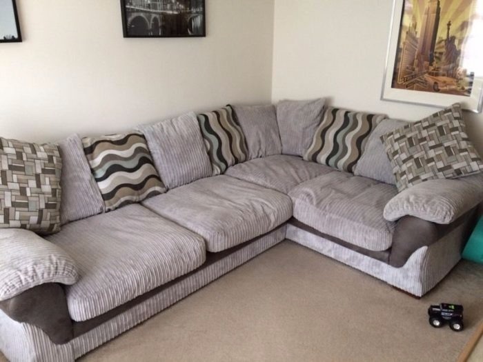 HARVEYs lullaby cuddle chair and cord corner sofa in fantastic