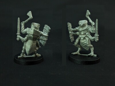Aspis Insectoid Lefty w/Axe & Sword by 5th Field Fantasy Miniatures Metal