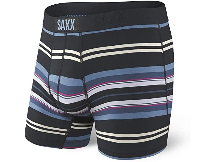 SAXX Men's 245338 Black Tartan Stripe Vibe Boxer Modern Fit Underwear Size S