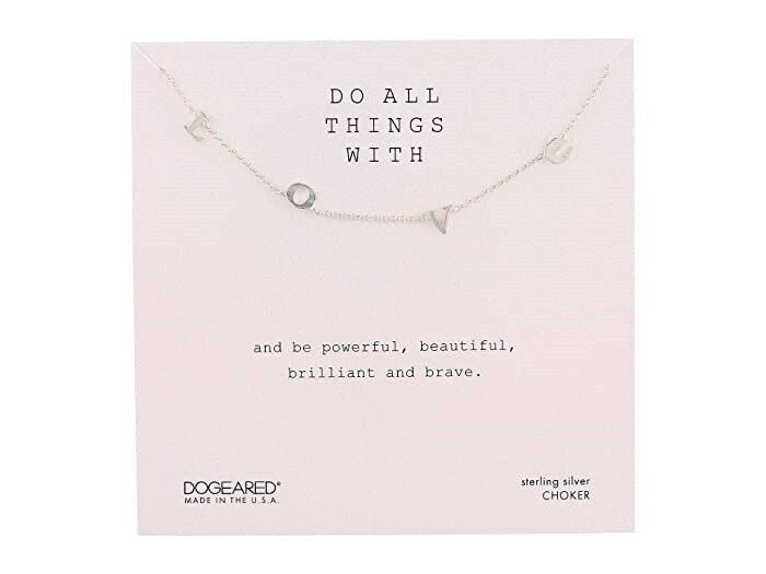 Dogeared 246961 Womens Do All Things with Love Letter Choker Necklace Silver