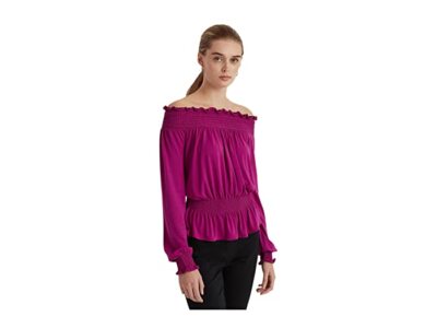 MSRP $80 Ralph Lauren Jersey Off-the-Shoulder Top Purple Size Large