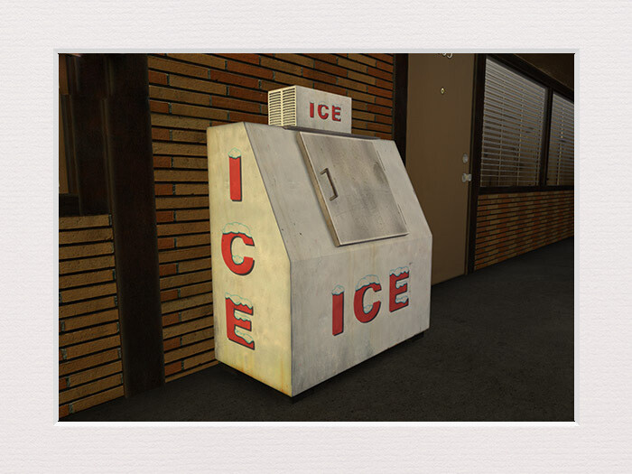RETAIL ICE BOX ~ ICE COOLER MACHINE - O Scale 1:48 - LEER  POLAR Bag Chest Block