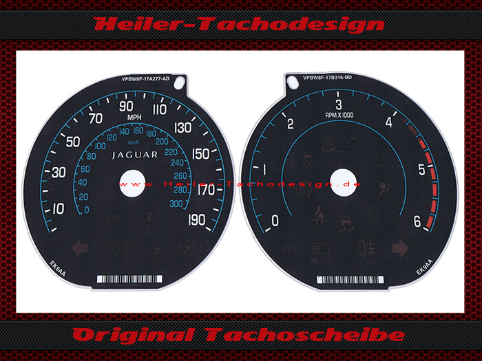 Tachoscheiben für Jaguar XK XKR S 2011 bis 2013 190 Mph zu 300 Kmh Diesel
