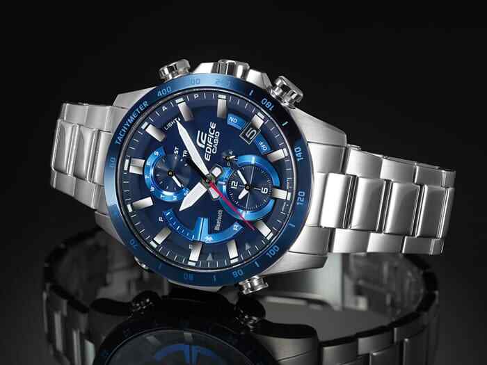 Pre-owned Casio Edifice Eqb-900db-2ajf Chronograph Bluetooth Solar Watch Blue Dial 45.8mm