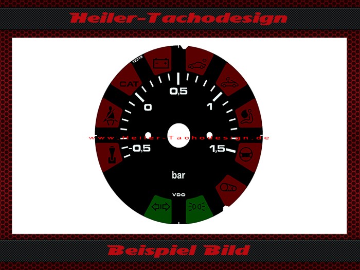 Uhr Zifferblatt für Porsche 911 964 993 mit Ladedruckanzeige -0,5 bis 1,5 Bar Ve