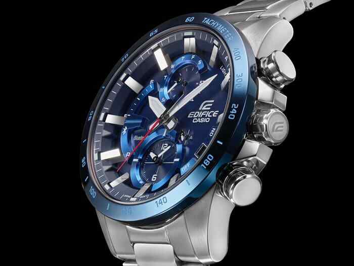 Pre-owned Casio Edifice Eqb-900db-2ajf Chronograph Bluetooth Solar Watch Blue Dial 45.8mm