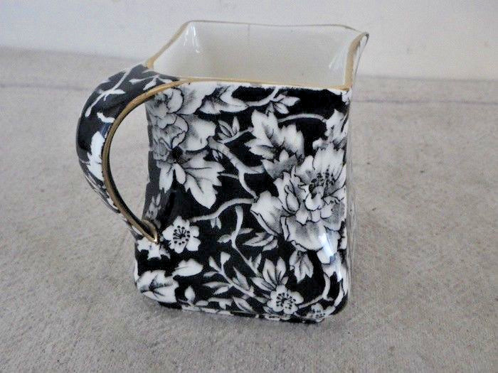 Vintage Black & White Royal Winton Grimwades Peony Creamer