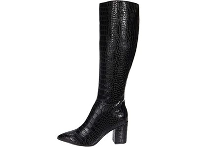 

NINE WEST Женские черные ботинки Adaly на блочном каблуке с острым носком под крокодила, 8 м, Черный, WNADALY3