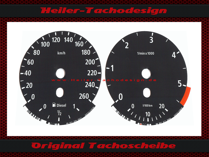 Tachoscheiben für BMW E60 E61 260 Kmh 5500 UPM