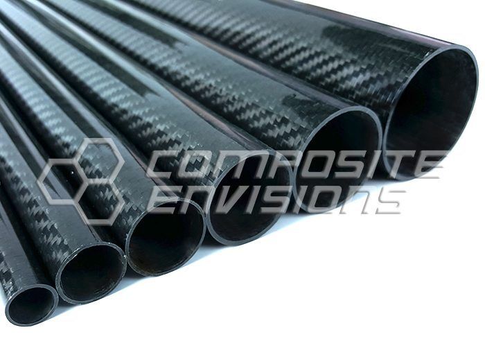 Roll Wrapped Carbon Fiber Tube Twill Weave Gloss Finish - 2" OD - 48" long