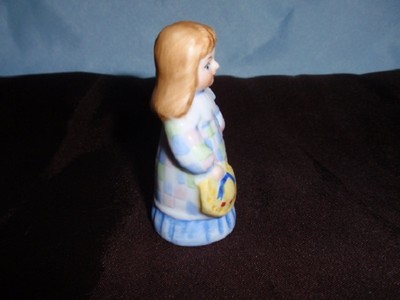 Gorham Bone China Doll Thimble Checkered Dress Holding Hat By Maruri