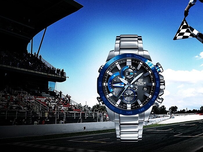Pre-owned Casio Edifice Eqb-800db-1ajf Race Lap Chronograph Bluetooth Solar Watch 49.2mm