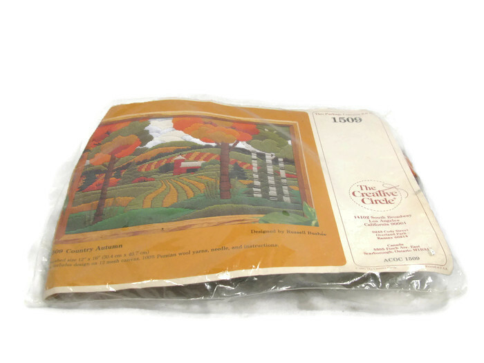 Creative Circle 1509 Country Autumn Crewel Embroidery Kit Hills Trees Farm NEW