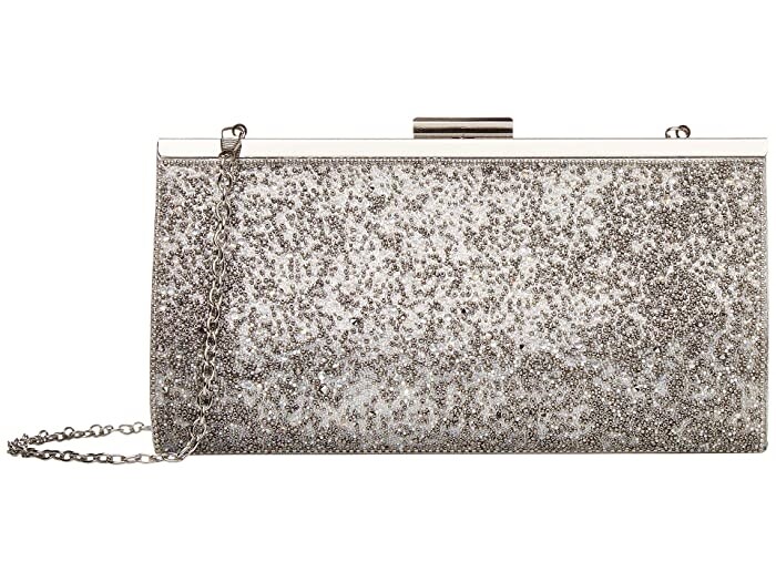 Jessica McClintock 247553 Womens Sparkle & Shine Laura Frame Clutch Silver