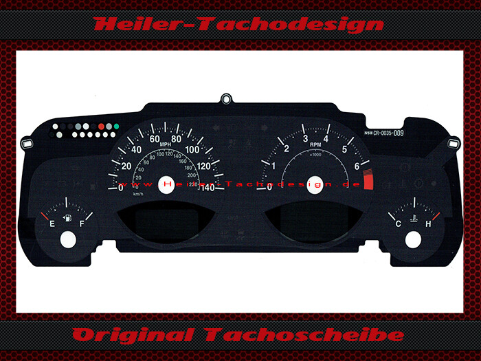 Tachoscheibe für Jeep Compass MK49 2006 bis 2016 140 Mph zu 230 Kmh 6500 UPM