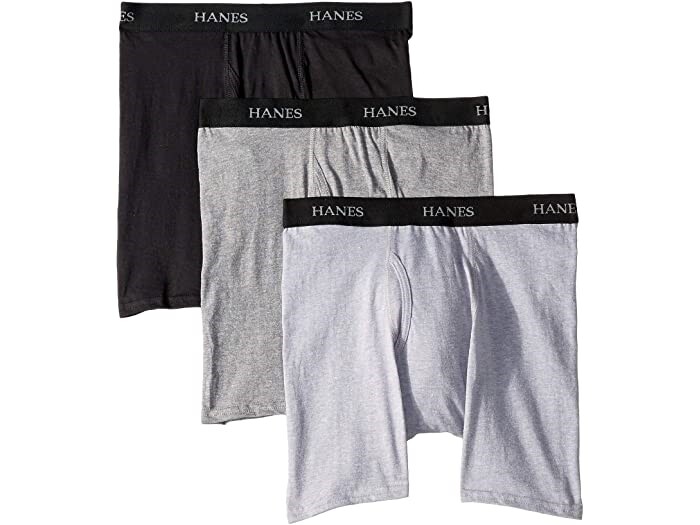 Hanes Kids Boy's 245270 Platinum Cotton Boxer Brief Black/Grey Underwear Size M