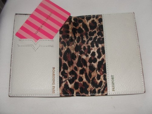 Victoria's Secret LEATHER PASSPORT CASE ID Holder Travel Wallet Bon Voyage NWT