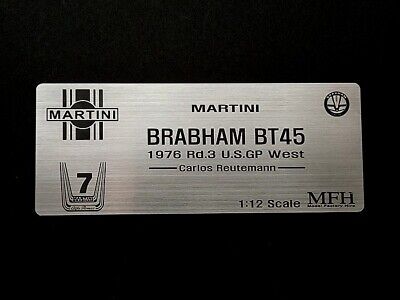 1/12 Brabham BT45 Carlos Reutemann F1 1976 Metal Name Plate Plaque for MFH hiro