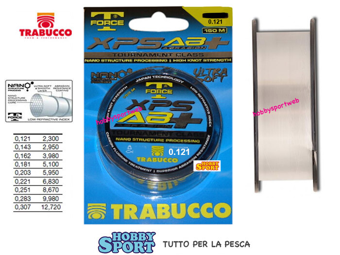 FILO T FORCE  TRABUCCO XPS AB+ ABRASION DIAM 0,121 MM 150 MT  PER MULINELLO