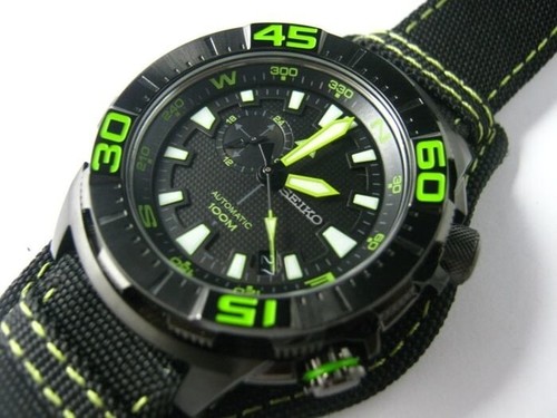 Pre-owned Seiko Superior Ssa059k1 Automatic Watch Black Canvas Hardlex Lens Ssa059