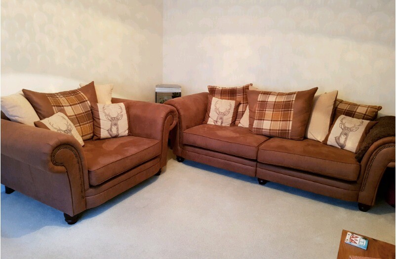 SCS brown stag 4 seater sofa and love chair in Newport Gumtree